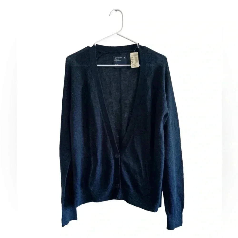 American Eagle Outfitters Navy  Open Weave Mohair Wool Blend Cardigan
